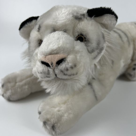 FAO Schwartz 2004 Realistic White Asian Tiger Pink Eyes Stuffed Animal 17” Rare* - Picture 1 of 16